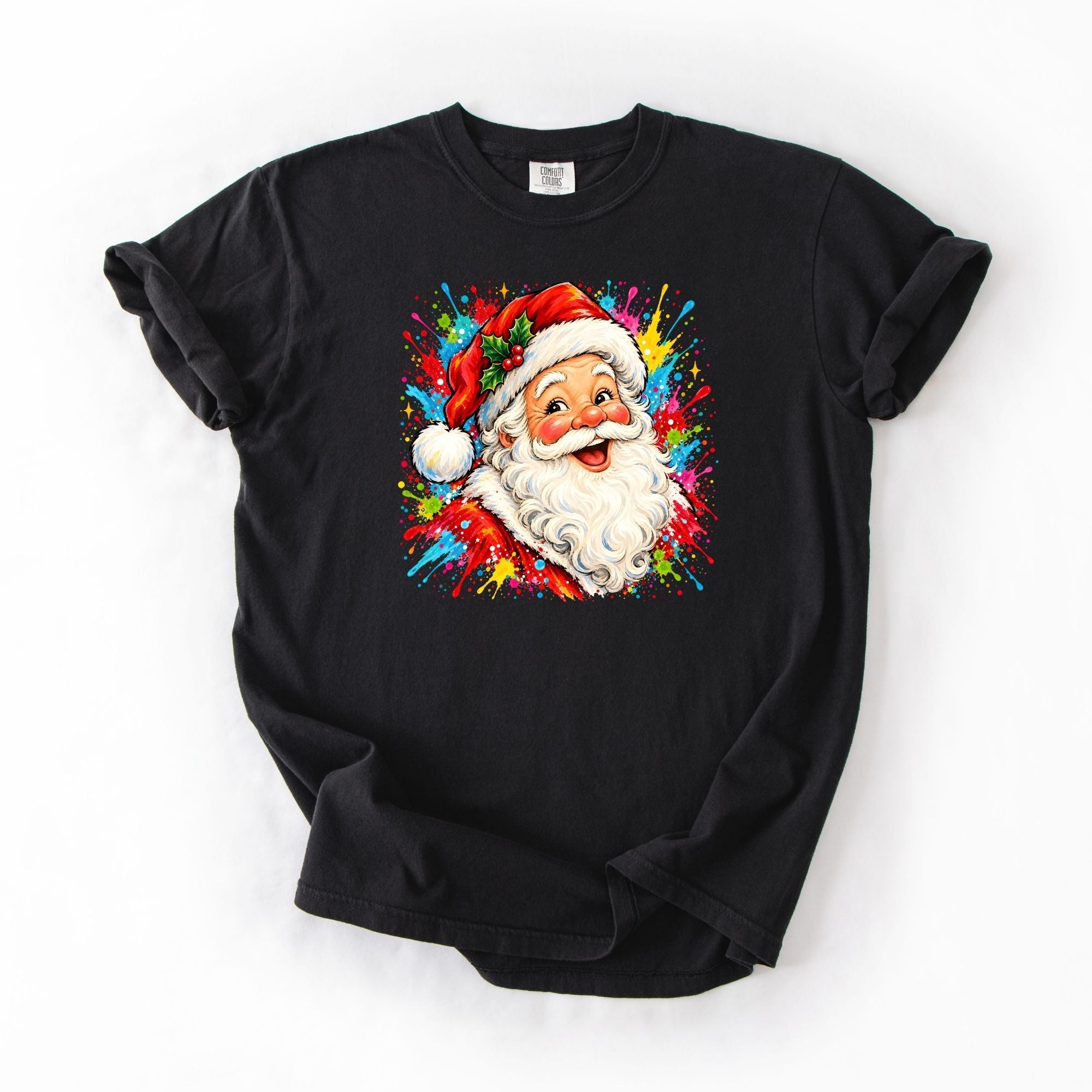 Bright Paint Splattered Santa