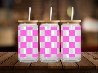 Bright Pink Checkered 16 Oz Wrap