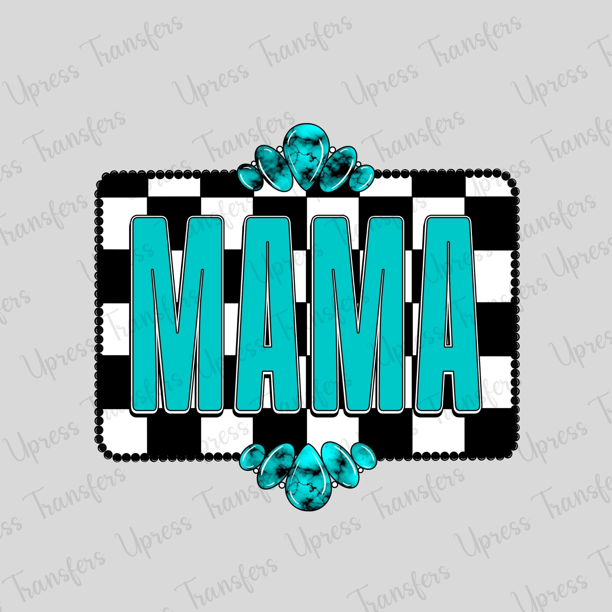 Bright Turquoise Checkered Frame Mama