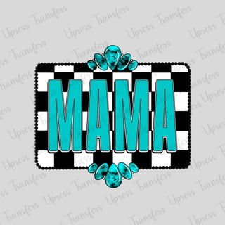 Bright Turquoise Checkered Frame Mama