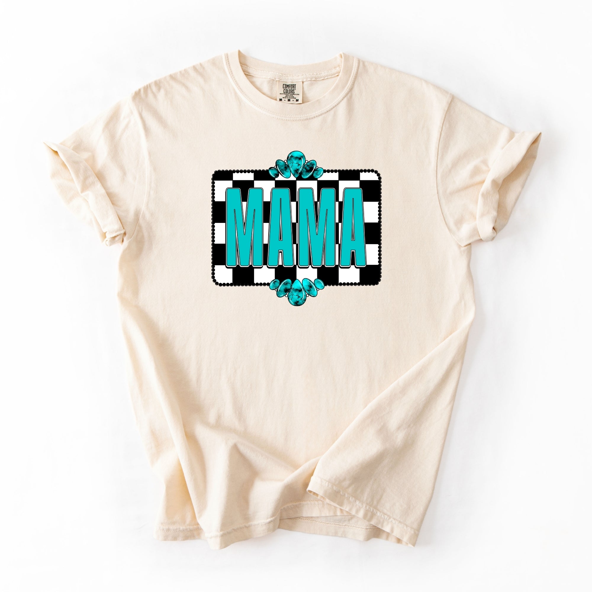 Bright Turquoise Checkered Frame Mama