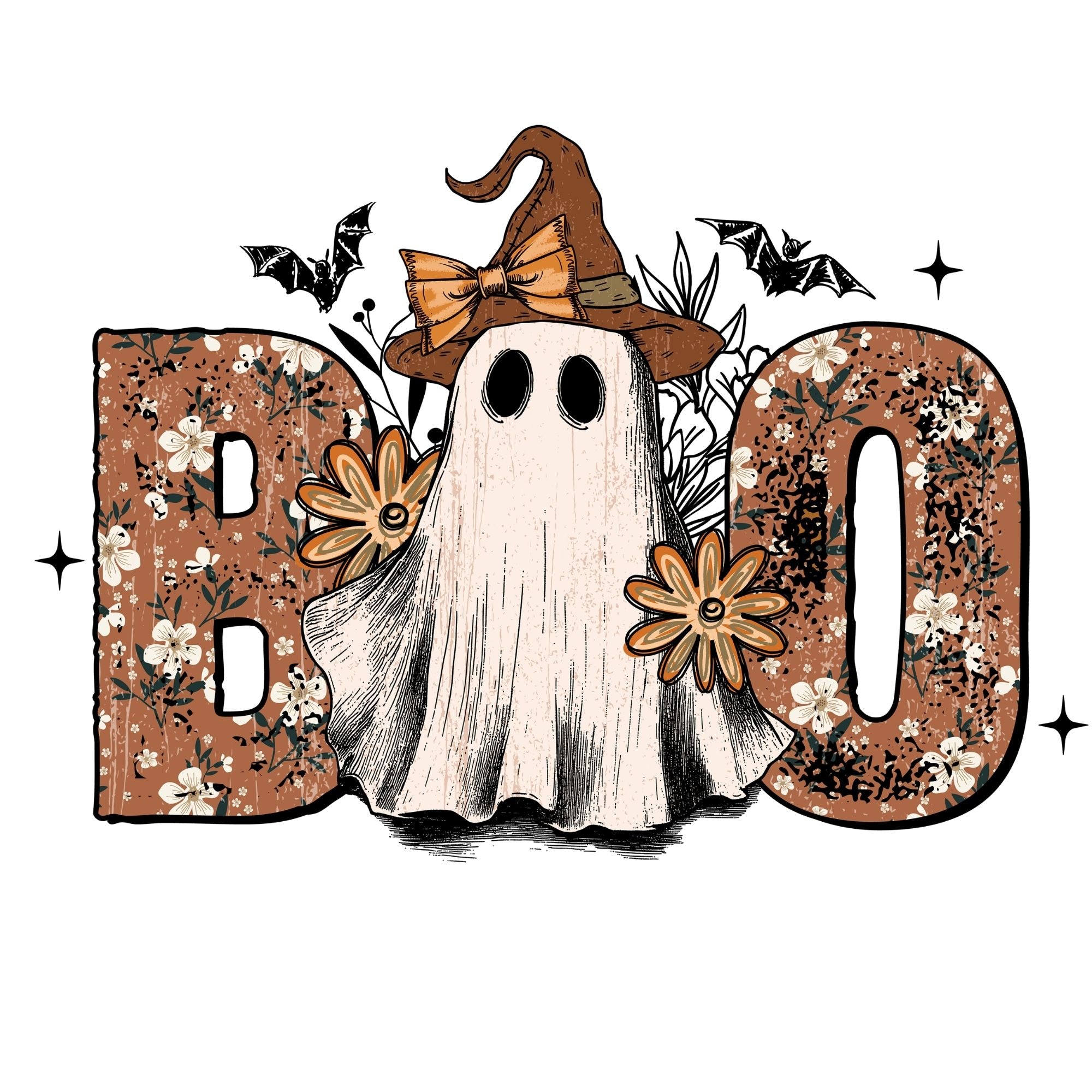 Brown floral Boo Which Ghost