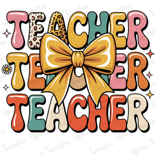 Bubble Letters Teacher Bow