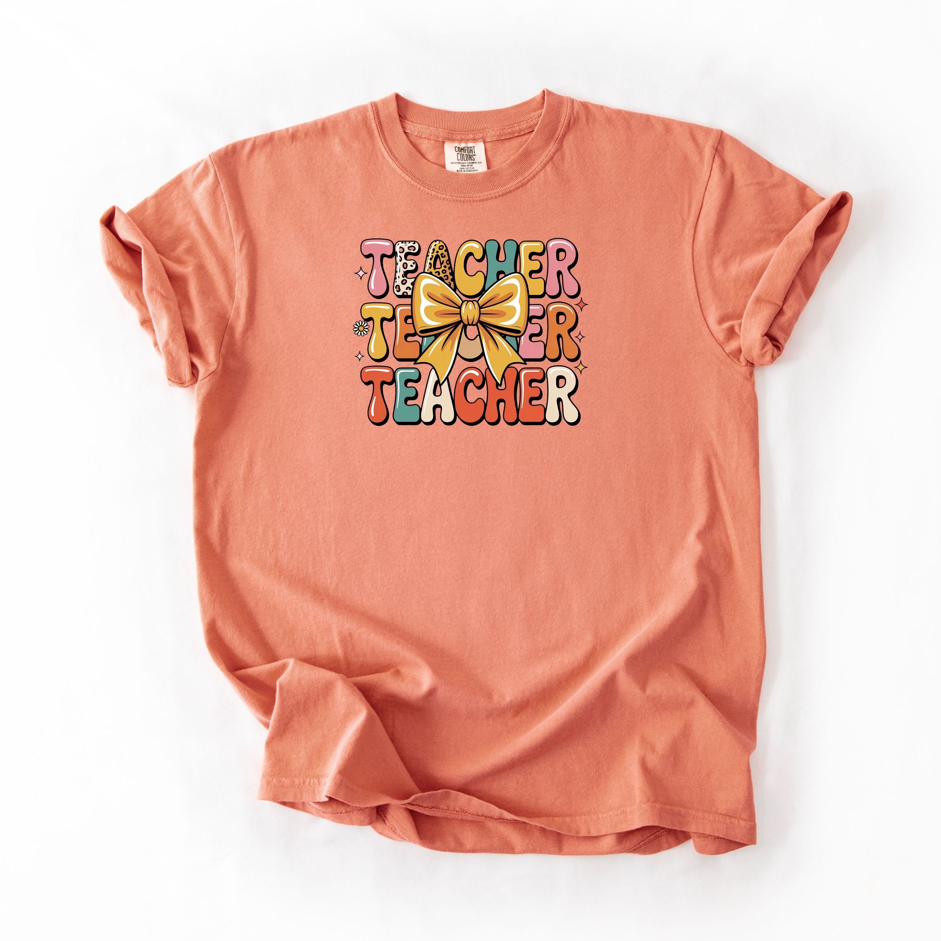 Bubble Letters Teacher Bow
