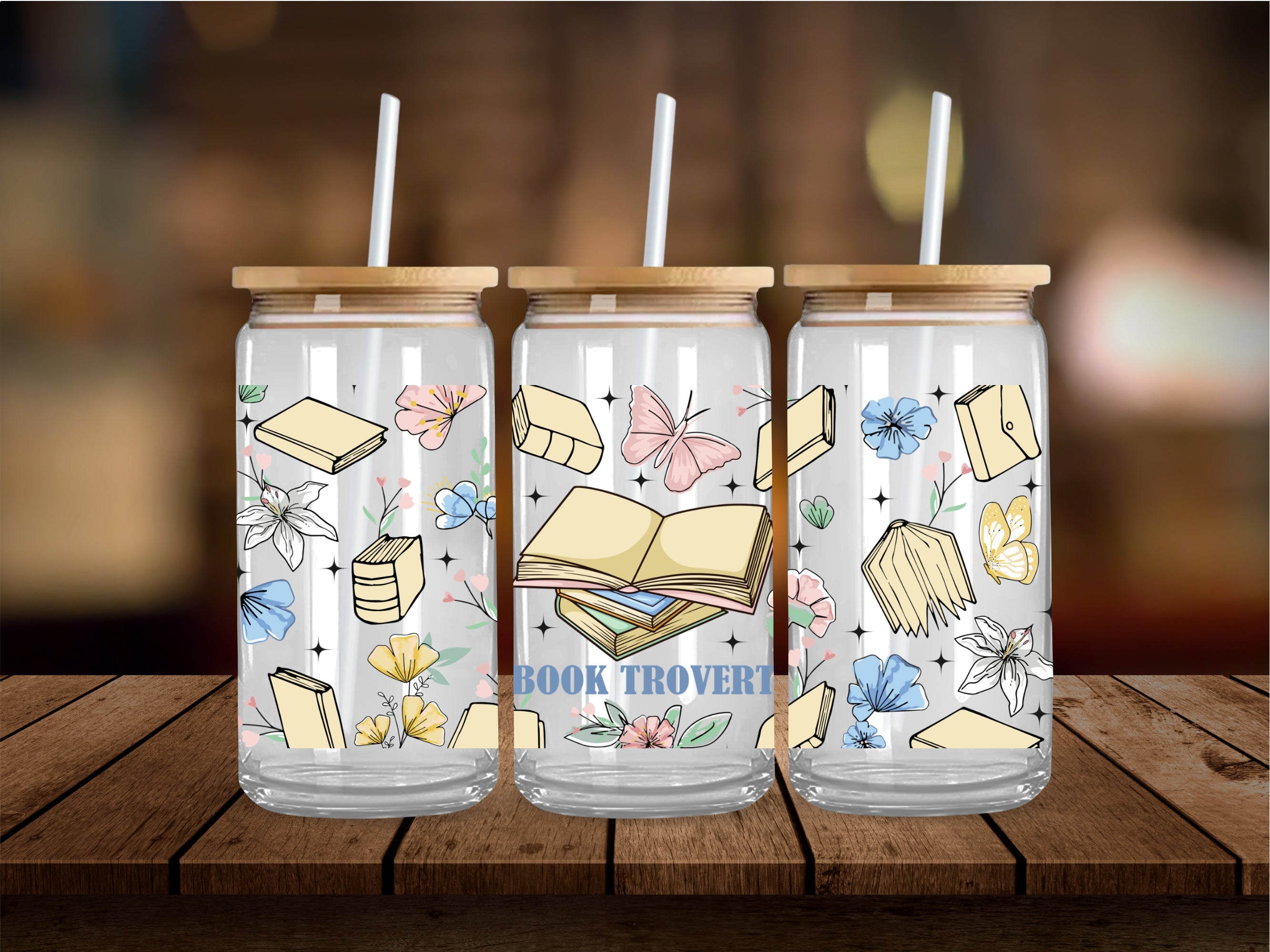 Butterflies And Books 16 Oz Wrap