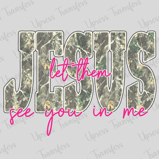Camo Jesus Pink Script