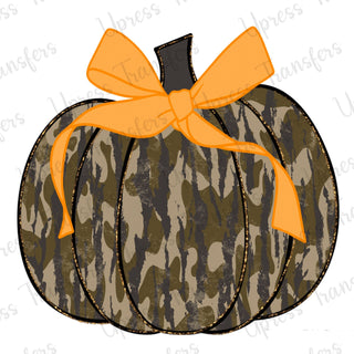 Camo Pumpkin With Bow Cutesy