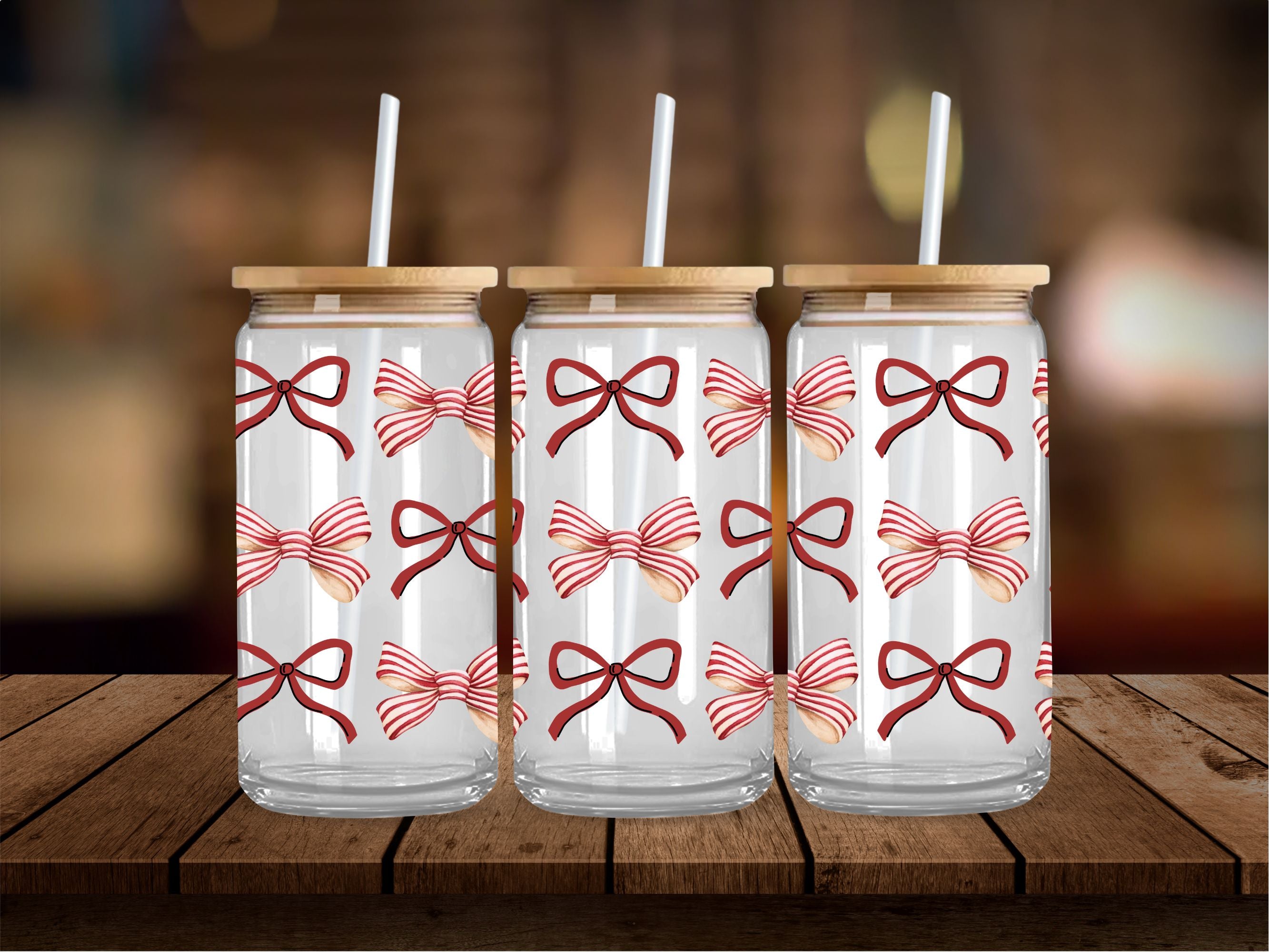 Candy Cane and Plain Bow 16 Oz Wrap