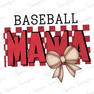 Checkered Baseball Mama Red