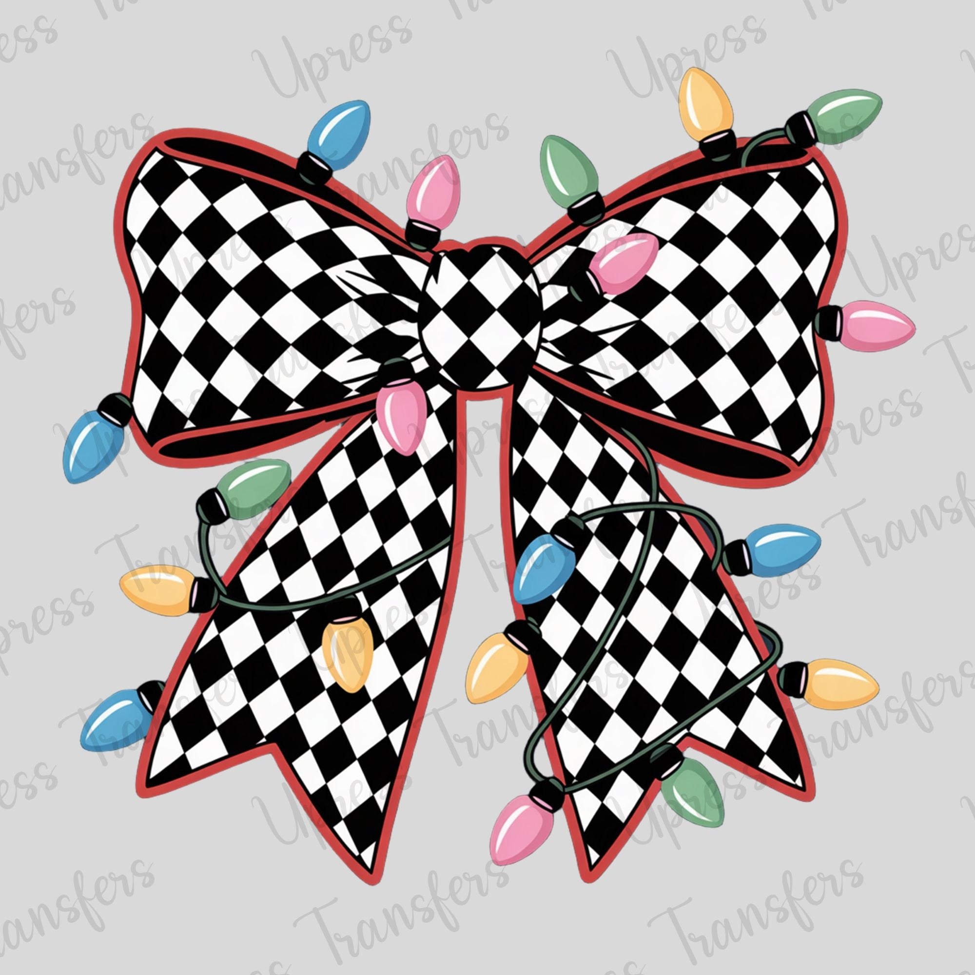 Checkered Bow Christmas Lights