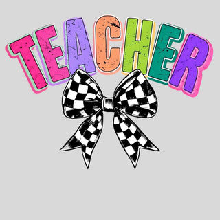 Checkered Bow Colorful Teacher