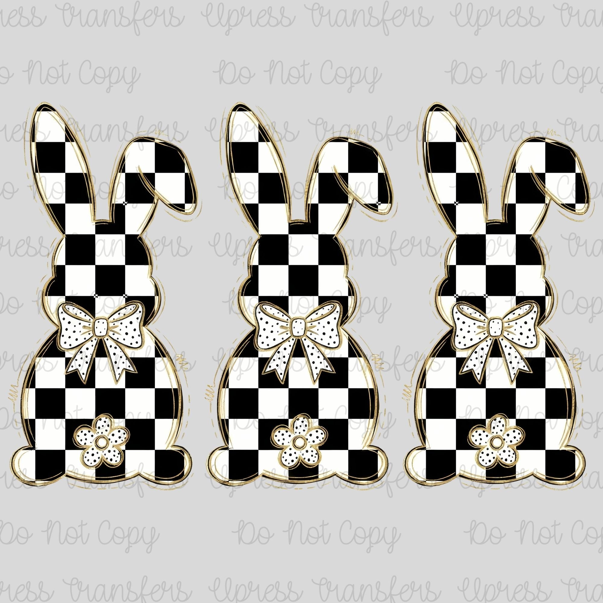 Checkered Bunnies Trio Gold