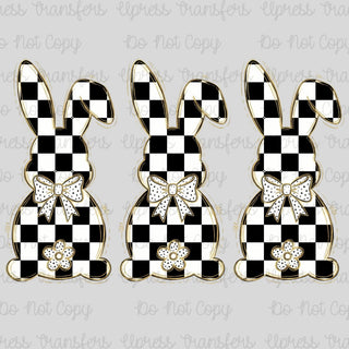 Checkered Bunnies Trio Gold