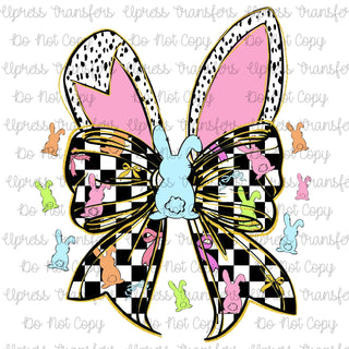Checkered Bunny Bow