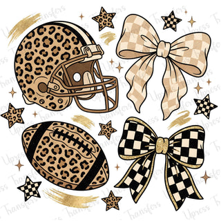 Checkered Cheetah Bow Football