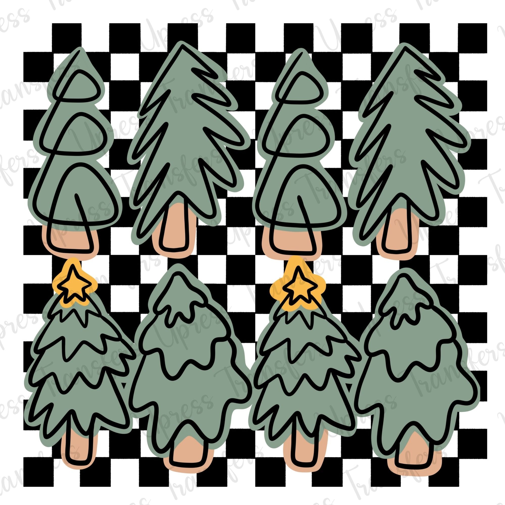 Checkered Christmas Trees x8