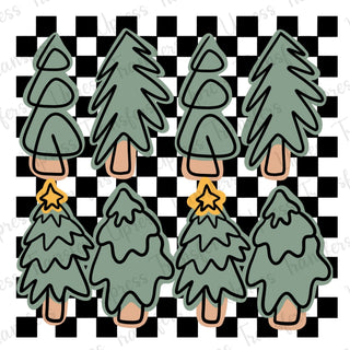 Checkered Christmas Trees x8