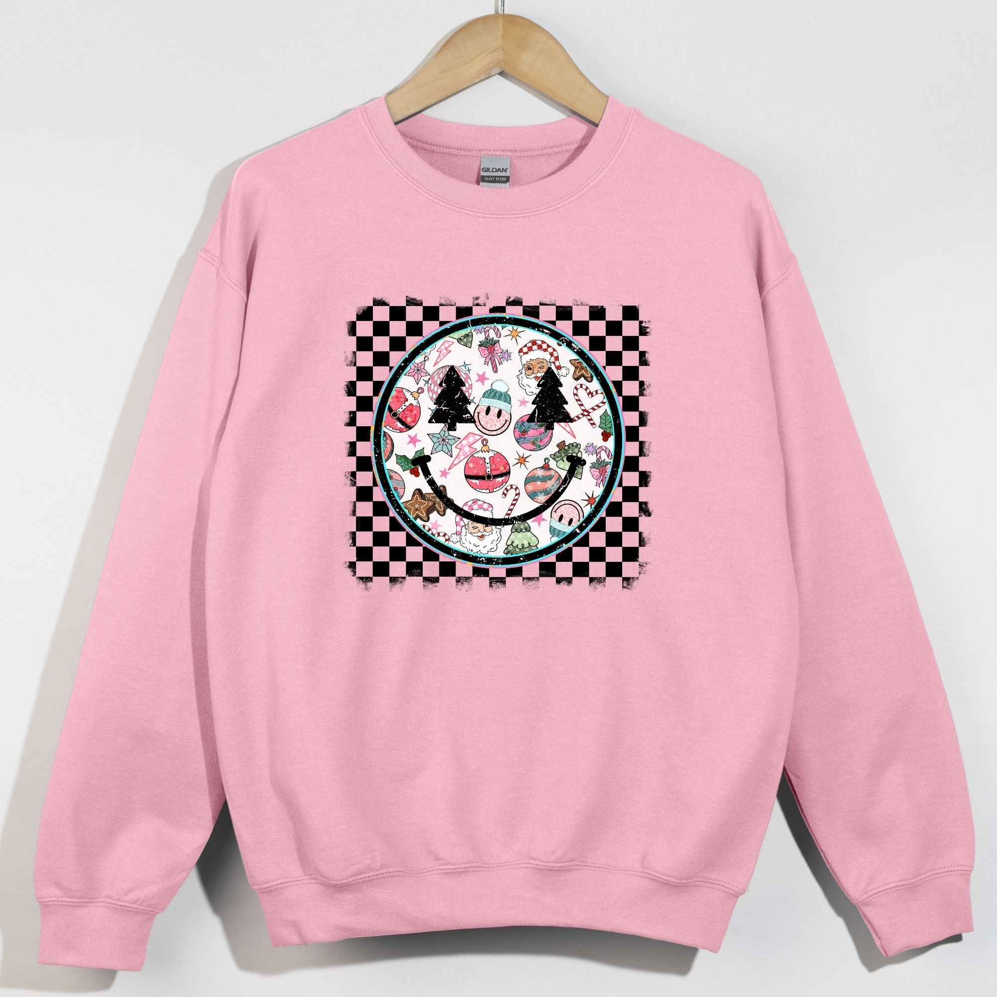 Checkered Faded Christmas Decor Smiley