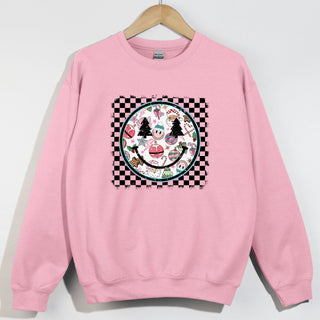 Checkered Faded Christmas Decor Smiley