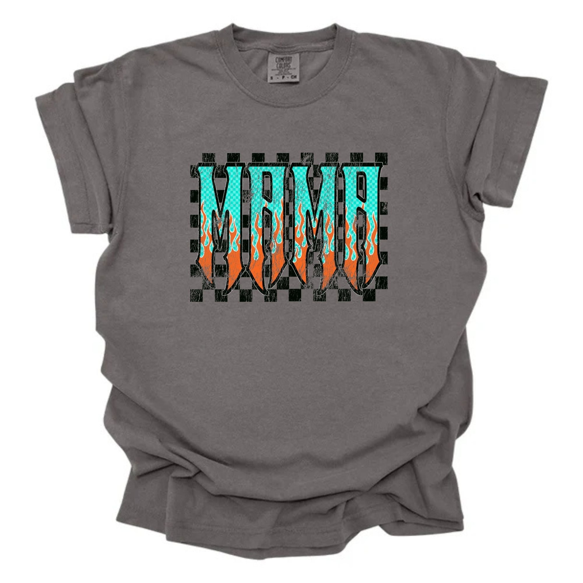 Checkered Flames Mama Blue
