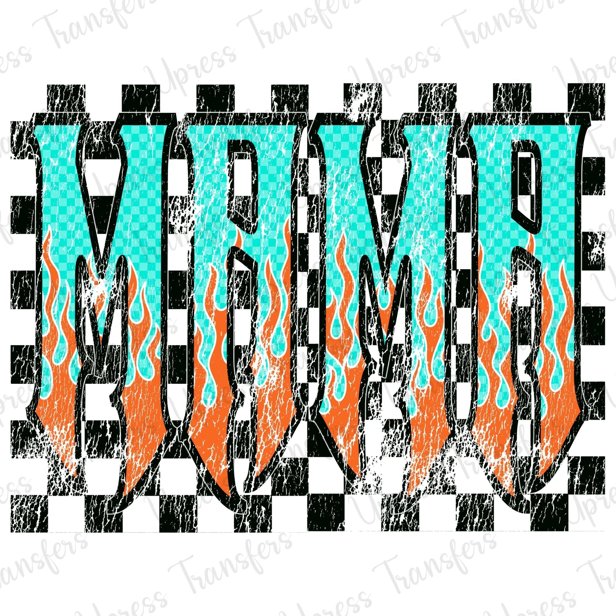 Checkered Flames Mama Blue