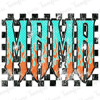 Checkered Flames Mama Blue