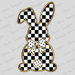 Checkered Gold Outline Bunny