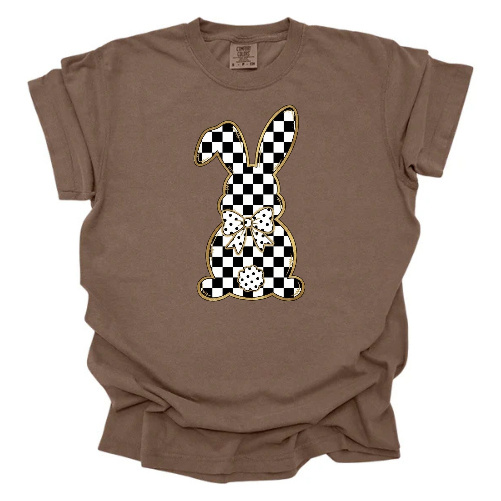 Checkered Gold Outline Bunny