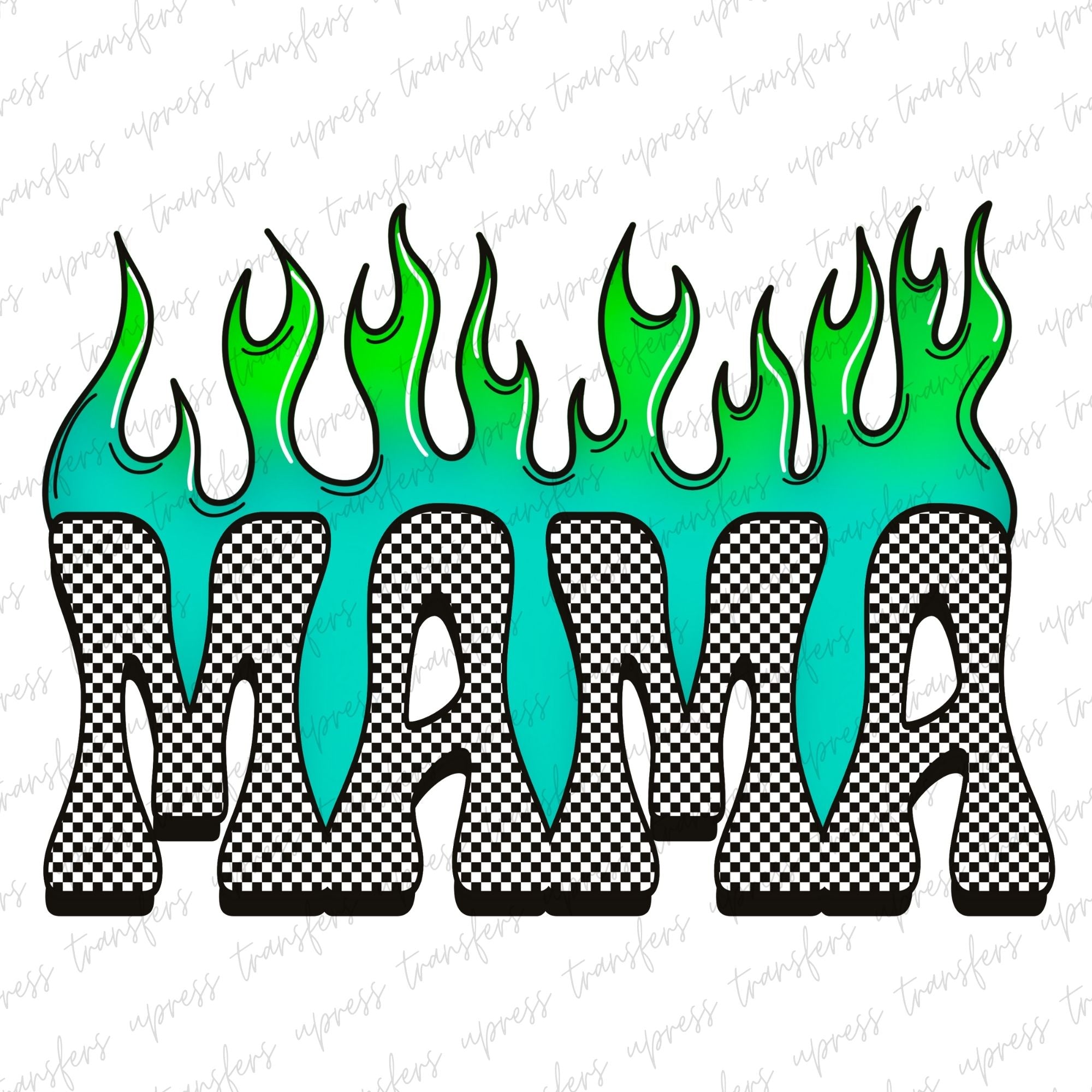 Checkered Mama Flames Green