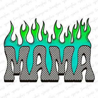 Checkered Mama Flames Green