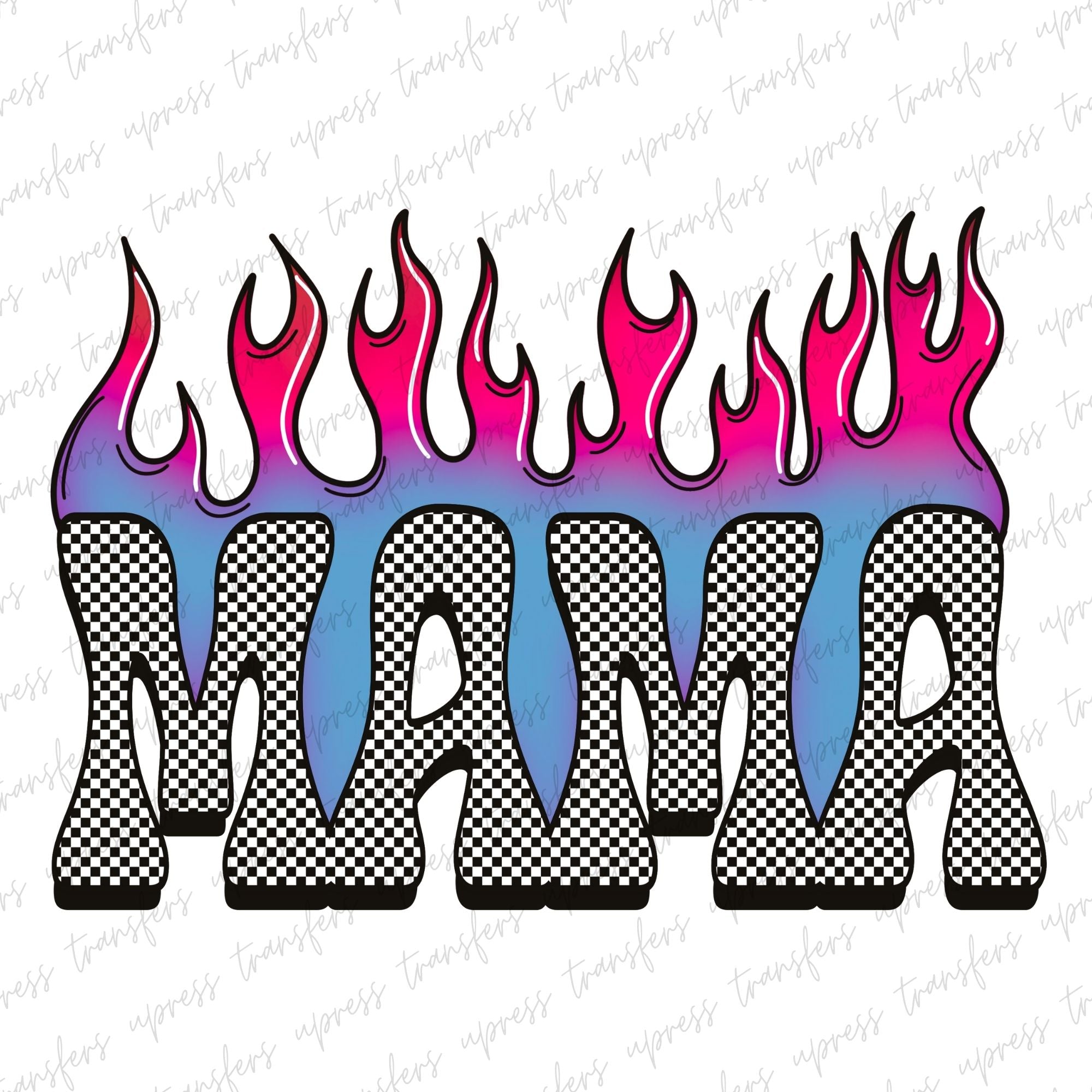Checkered Mama Flames Pink