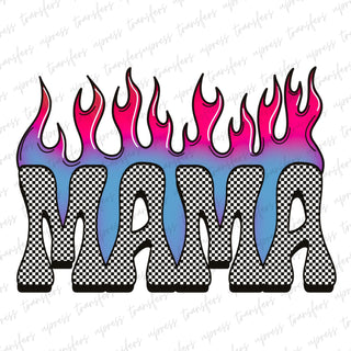 Checkered Mama Flames Pink
