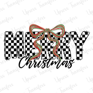 Checkered Merry Bow Christmas