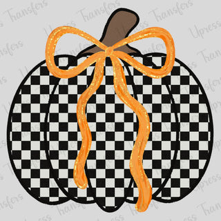 Checkered Orange Coquette Pumpkin