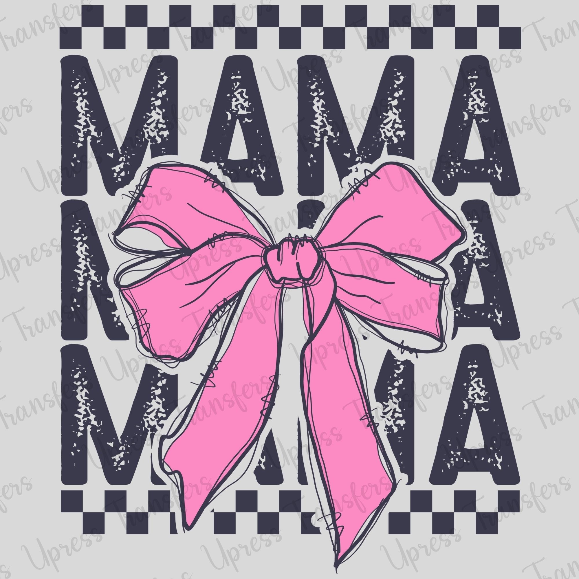 Checkered Pink Bow Mama