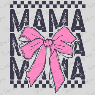 Checkered Pink Bow Mama