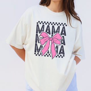 Checkered Pink Bow Mama