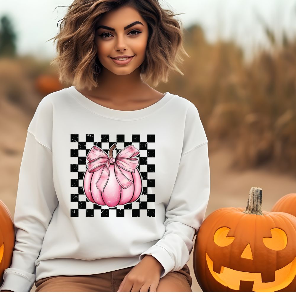 Checkered Pumpkin Distressed