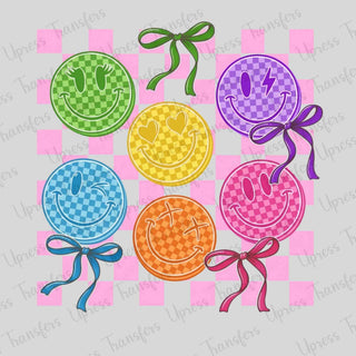 Checkered smiley faces bows