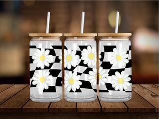 Checkered So Cute Flowers 16 Oz Wrap