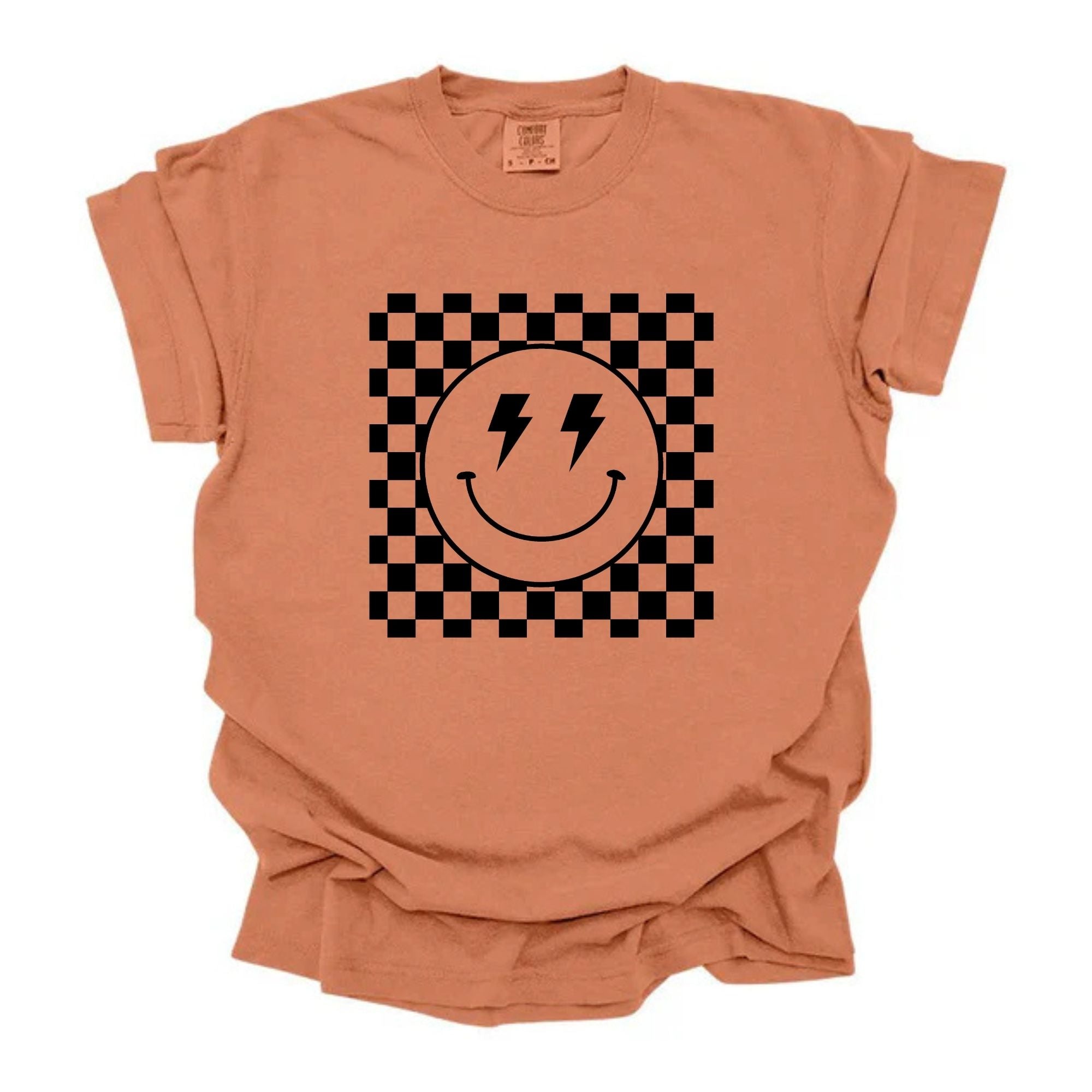 Checkered Square Smiley Black