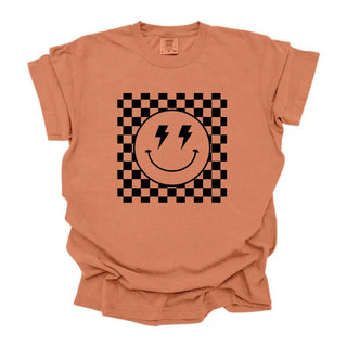 Checkered Square Smiley Black