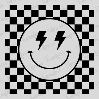 Checkered Square Smiley Black