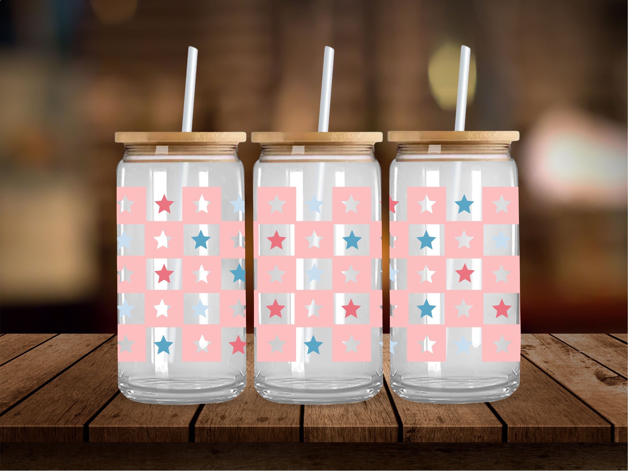 Checkered Stars 16 Oz Wrap