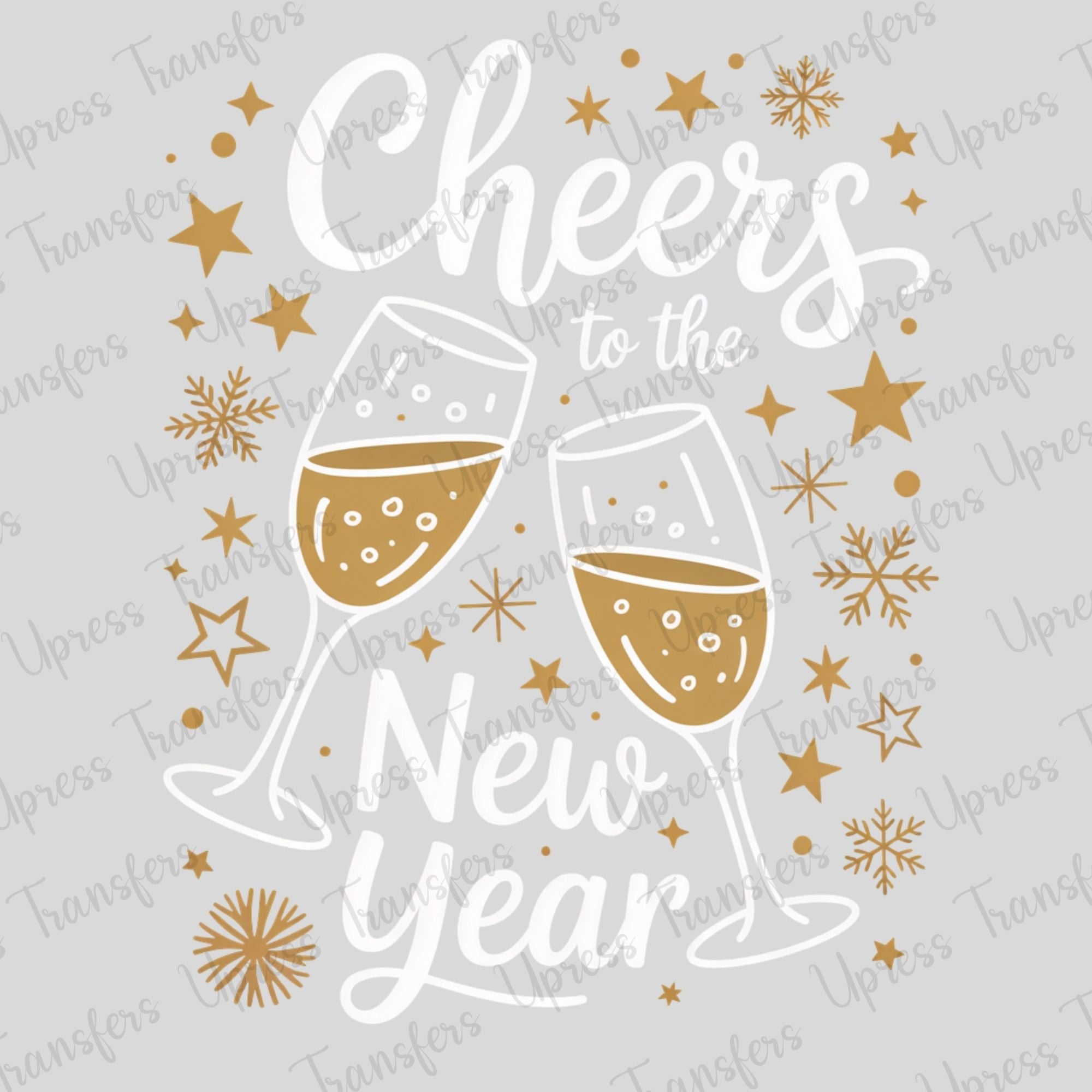 Cheers New Year Gold and White