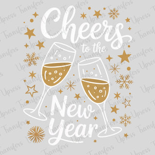 Cheers New Year Gold and White