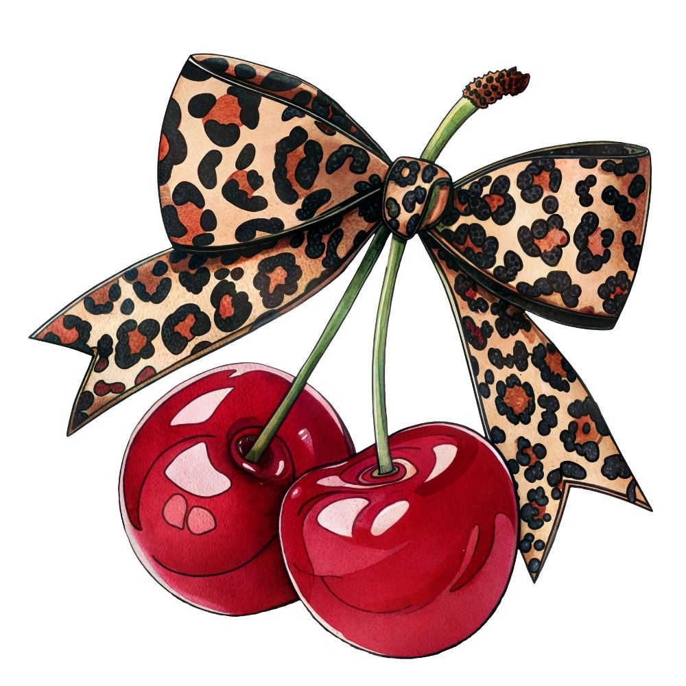 Cheetah Bow Cherries – U Press Transfers