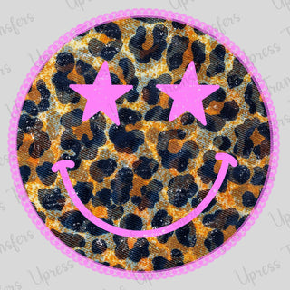 Cheetah Distressed Smiley Face Light Pink