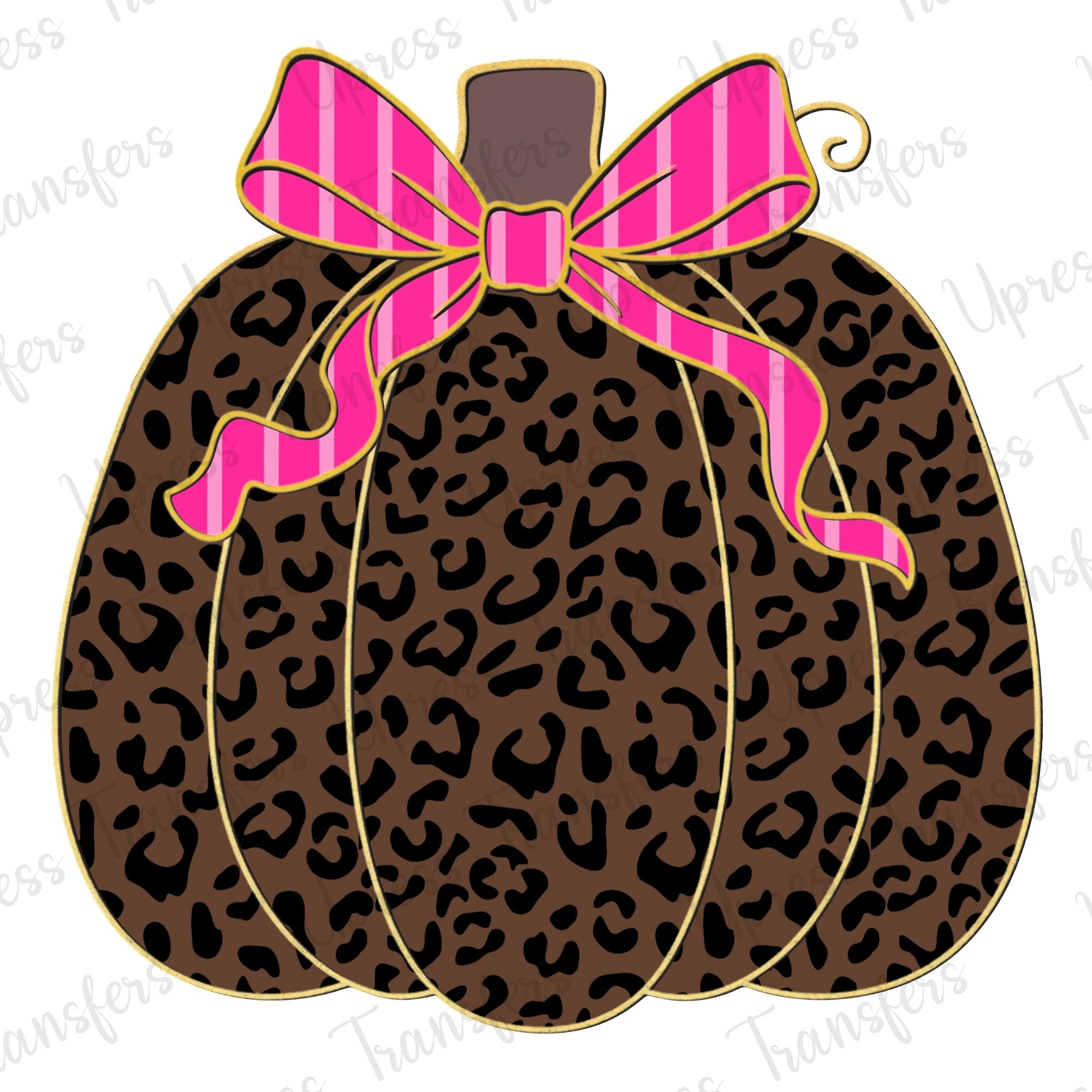 Cheetah Pumpkin With Pink Striped Bow