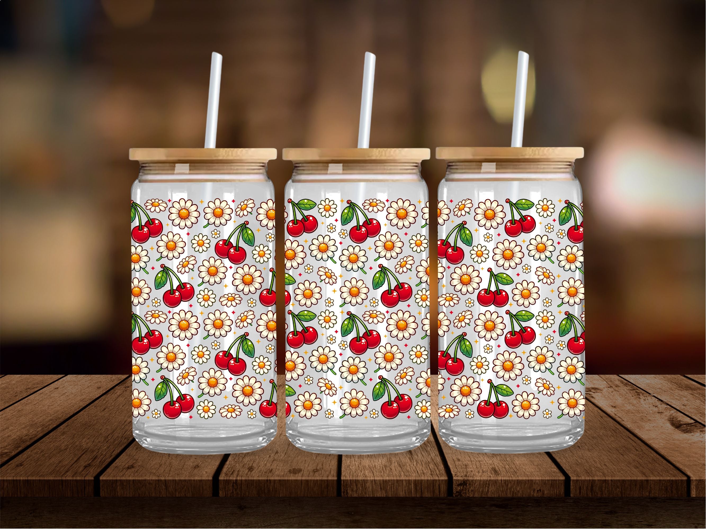 Cherries and Daises  16 Oz Wrap
